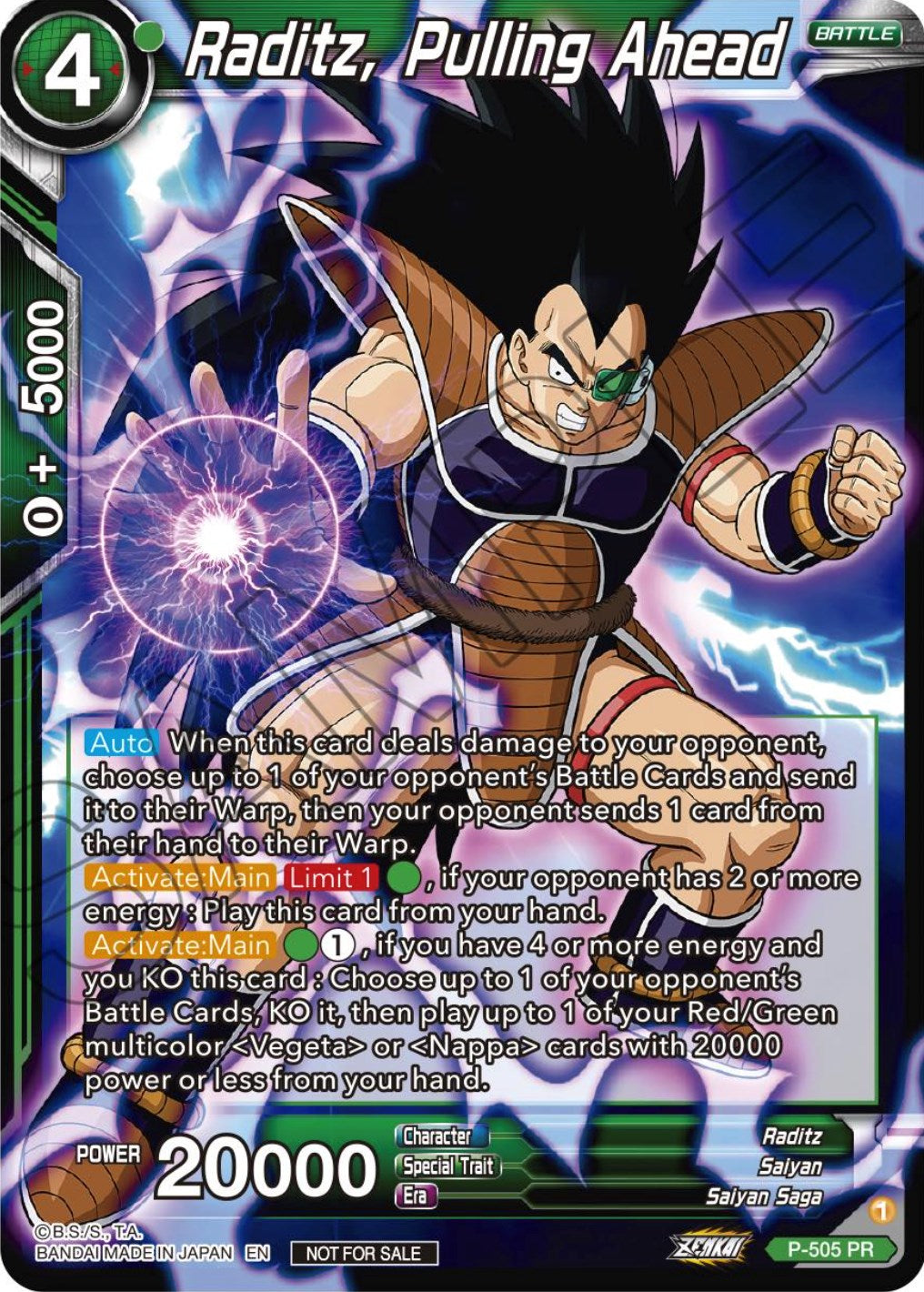 Raditz, Pulling Ahead (Zenkai Series Tournament Pack Vol.4) (P-505) [Tournament Promotion Cards] | Rock City Comics