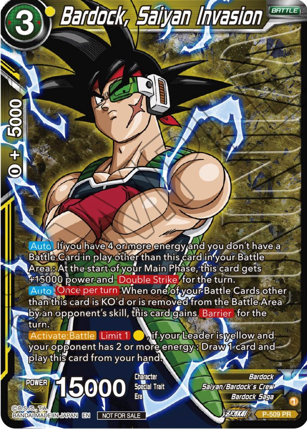 Bardock, Saiyan Invasion (Zenkai Series Tournament Pack Vol.4 Winner) (P-509) [Tournament Promotion Cards] | Rock City Comics