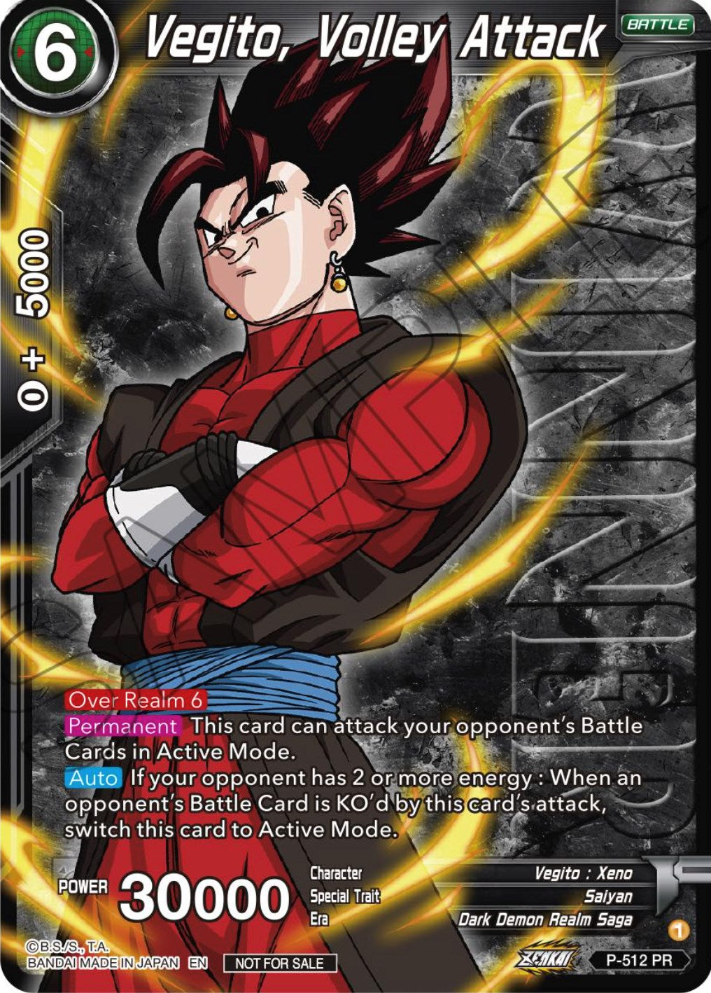 Vegito, Volley Attack (Zenkai Series Tournament Pack Vol.4 Winner) (P-512) [Tournament Promotion Cards] | Rock City Comics