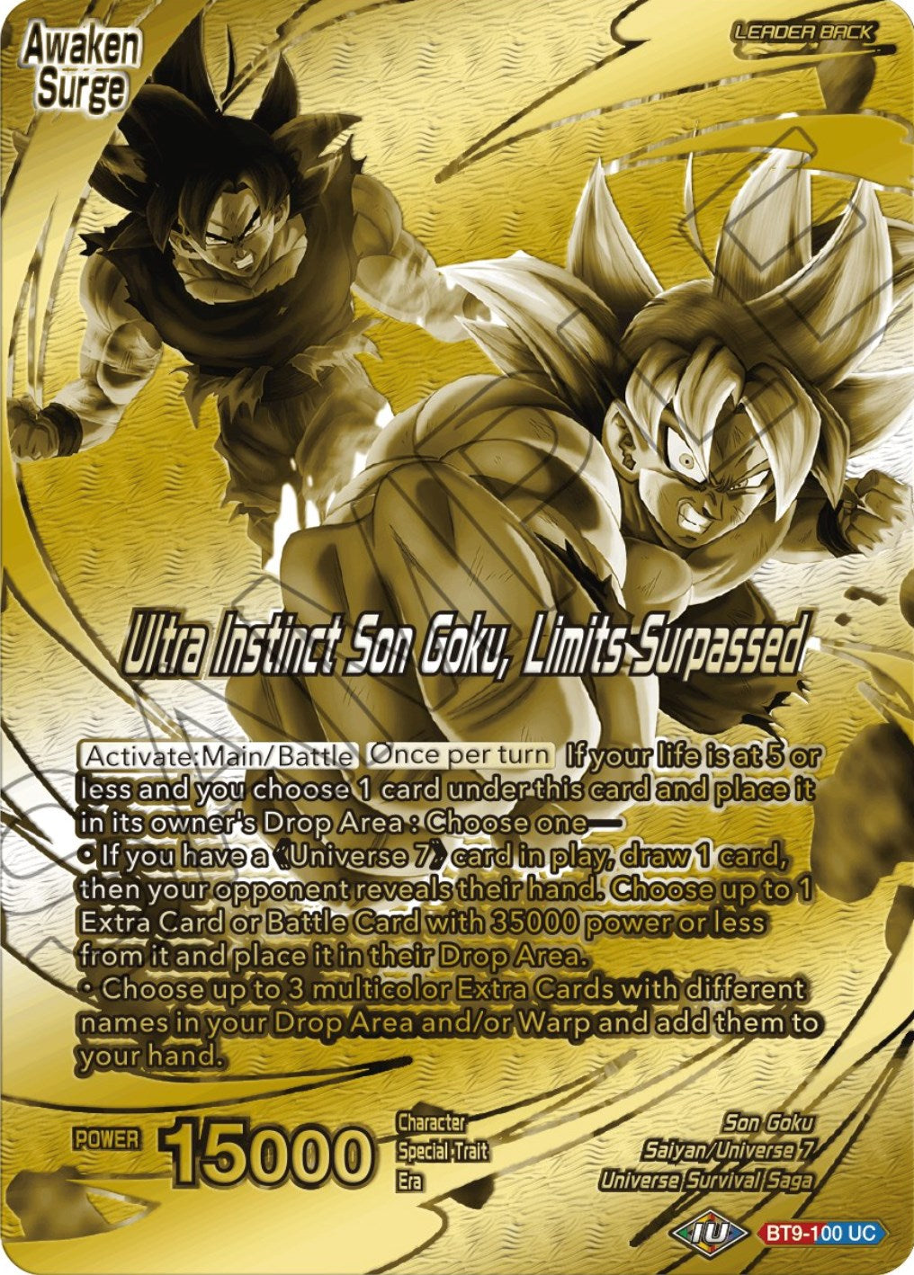 Son Goku // Ultra Instinct Son Goku, Limits Surpassed (Championship 2023 Golden Card Vol.2, Version 1) (BT9-100) [Tournament Promotion Cards] | Rock City Comics