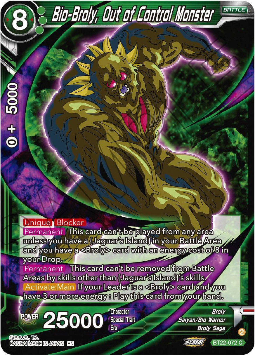 Bio-Broly, Out of Control Monster (BT22-072) [Critical Blow] | Rock City Comics