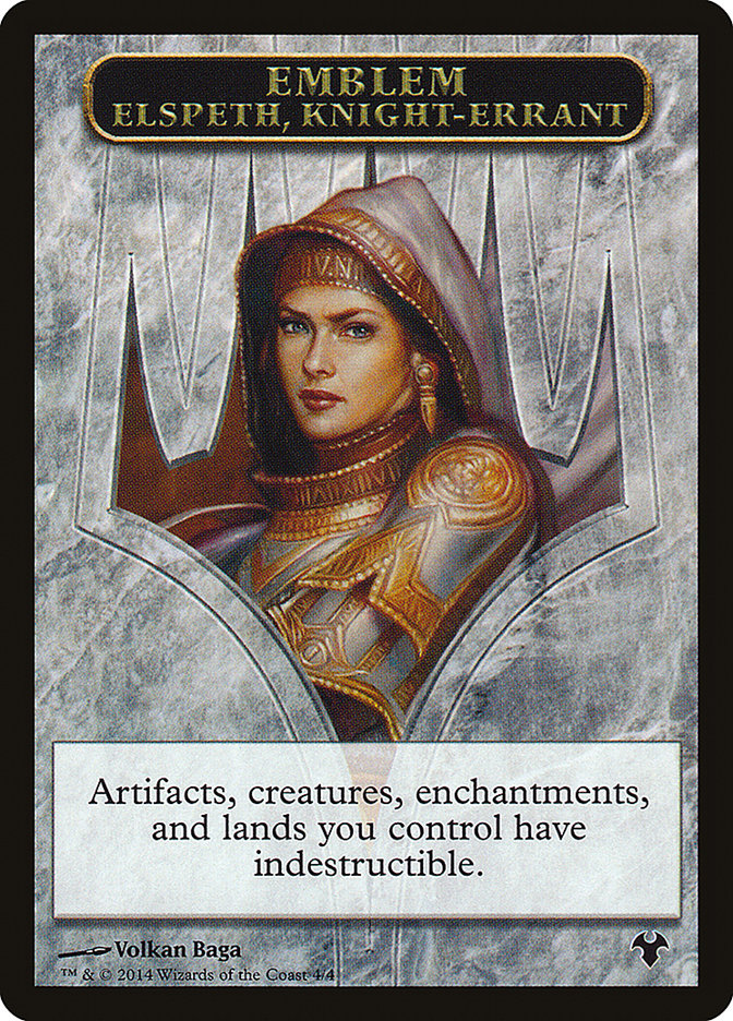 Emblem - Elspeth, Knight-Errant // Soldier Double-Sided Token [Modern Event Deck 2014 Tokens] | Rock City Comics