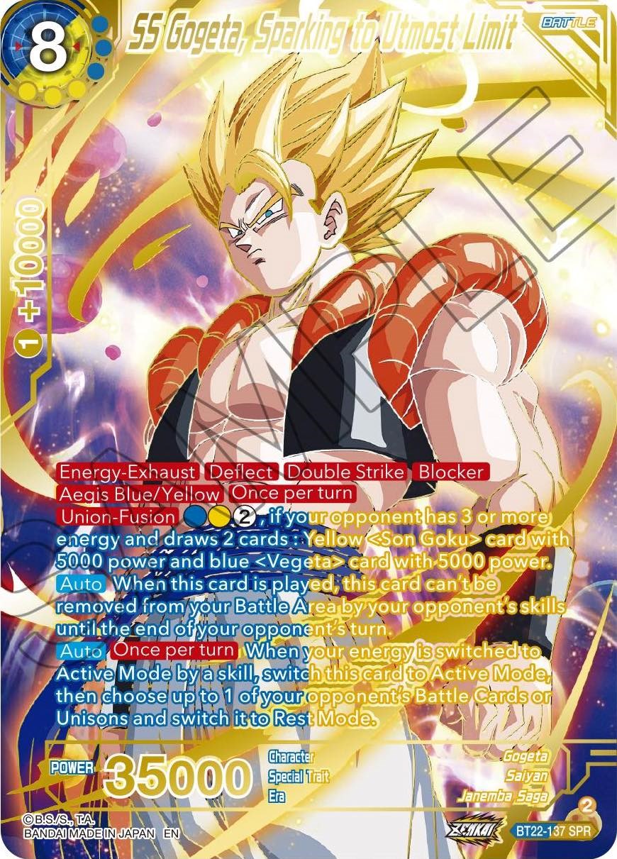 SS Gogeta, Sparking to Utmost Limit (SPR) (BT22-137) [Critical Blow] | Rock City Comics