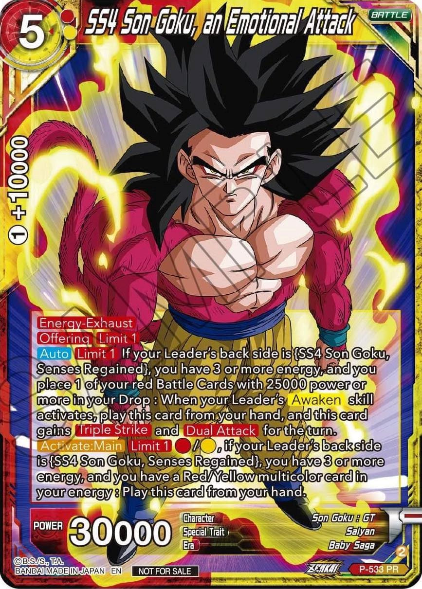 SS4, Son Goku, an Emotional Attack (Zenkai Series Tournament Pack Vol.5) (P-533) [Tournament Promotion Cards] | Rock City Comics