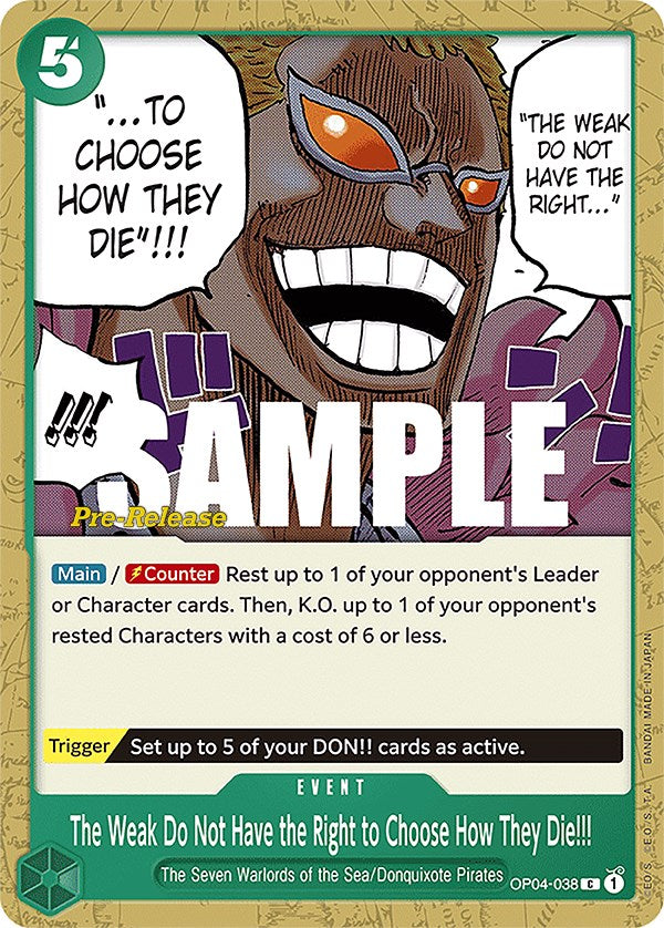 The Weak Do Not Have the Right to Choose How They Die!!! [Kingdoms of Intrigue Pre-Release Cards] | Rock City Comics