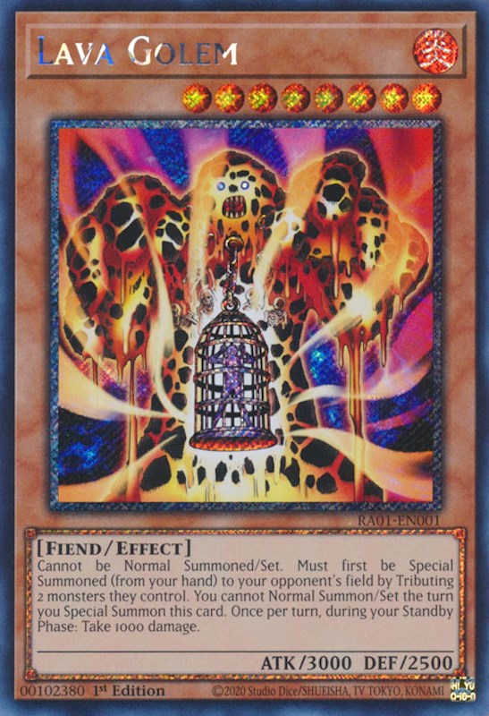 Lava Golem [RA01-EN001] Platinum Secret Rare | Rock City Comics