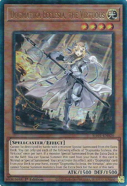 Dogmatika Ecclesia, the Virtuous [RA01-EN020] Prismatic Ultimate Rare | Rock City Comics