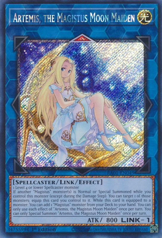 Artemis, the Magistus Moon Maiden [RA01-EN049] Platinum Secret Rare | Rock City Comics