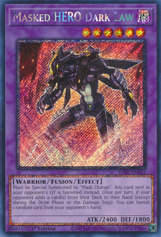 Masked HERO Dark Law [RA01-EN025] Platinum Secret Rare | Rock City Comics