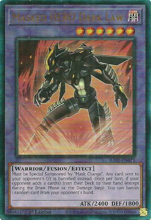 Masked HERO Dark Law [RA01-EN025] Prismatic Ultimate Rare | Rock City Comics