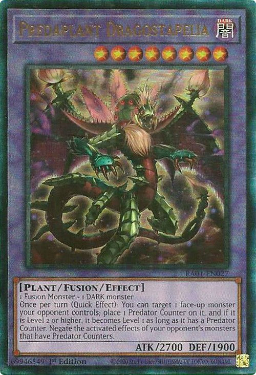 Predaplant Dragostapelia [RA01-EN027] Prismatic Ultimate Rare | Rock City Comics