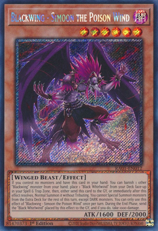 Blackwing - Simoon the Poison Wind [RA01-EN012] Platinum Secret Rare | Rock City Comics