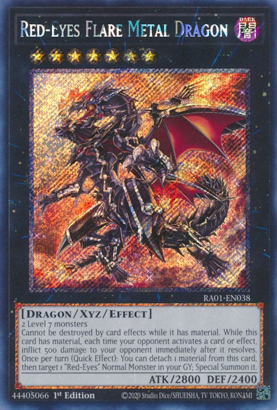 Red-Eyes Flare Metal Dragon [RA01-EN038] Platinum Secret Rare | Rock City Comics