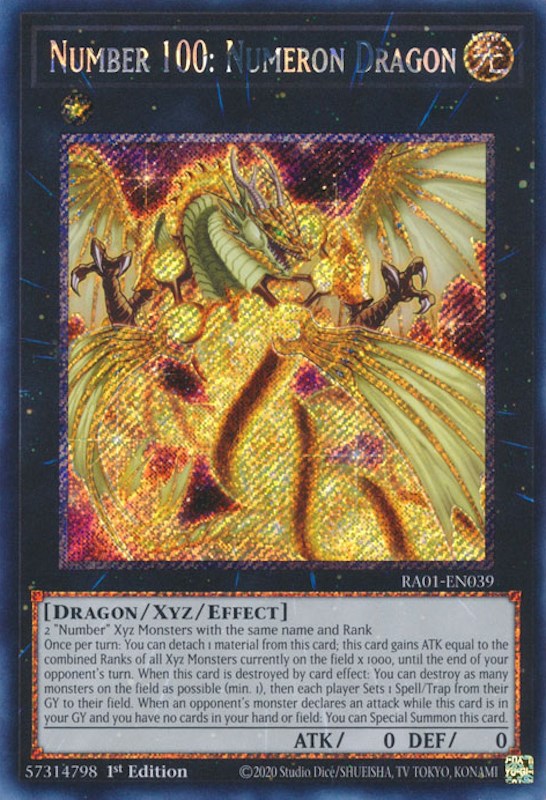 Number 100: Numeron Dragon [RA01-EN039] Platinum Secret Rare | Rock City Comics