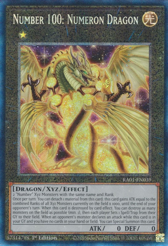 Number 100: Numeron Dragon [RA01-EN039] Prismatic Collector's Rare | Rock City Comics