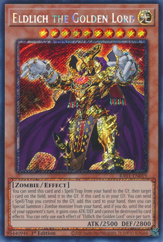 Eldlich the Golden Lord [RA01-EN019] Platinum Secret Rare | Rock City Comics