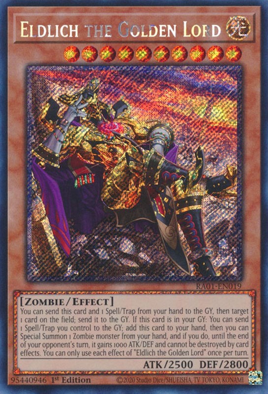 Eldlich the Golden Lord (Alternate Art) [RA01-EN019] Platinum Secret Rare | Rock City Comics