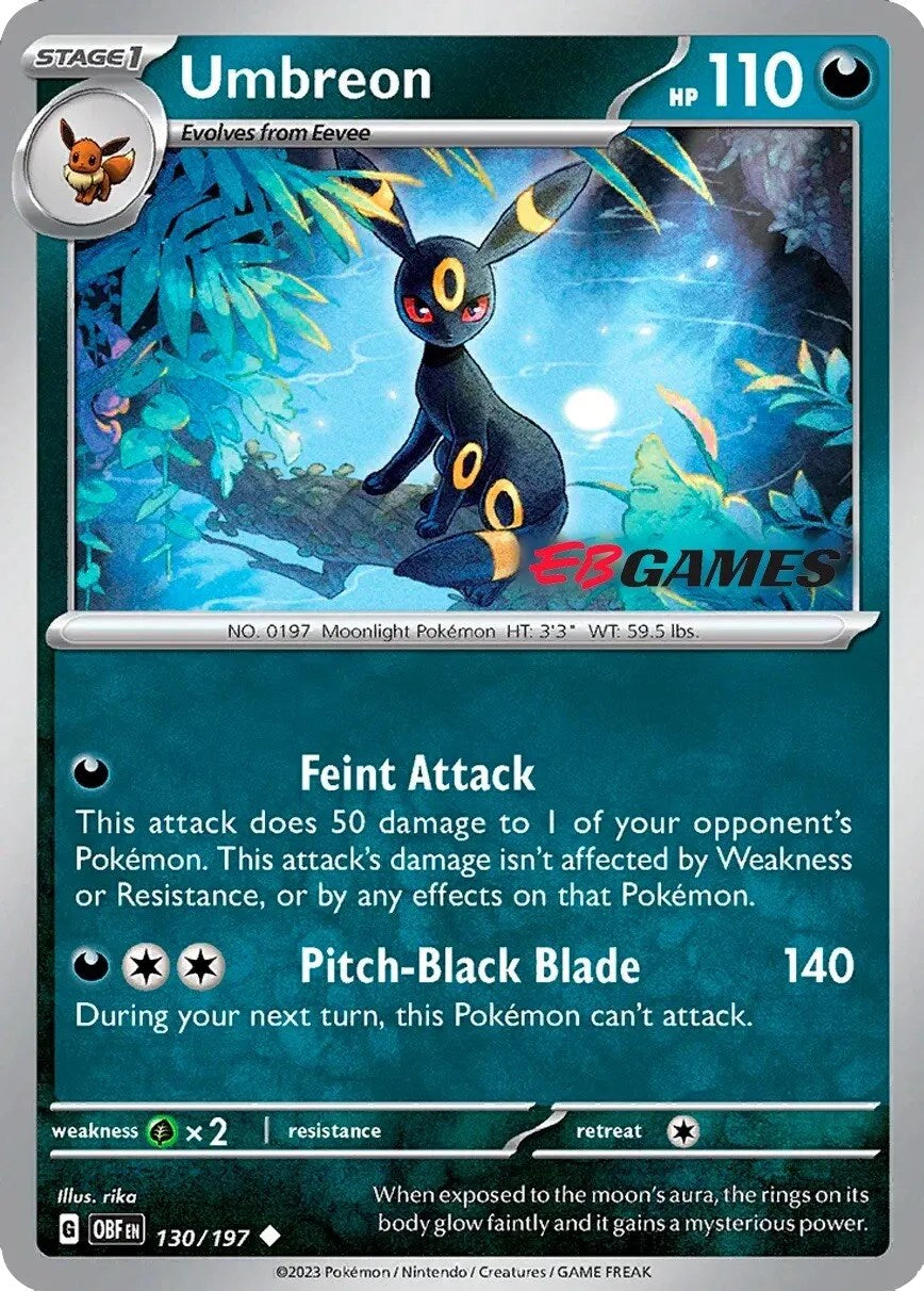 Umbreon (130/197) (EBGames Exclusive) [Scarlet & Violet: Obsidian Flames] | Rock City Comics