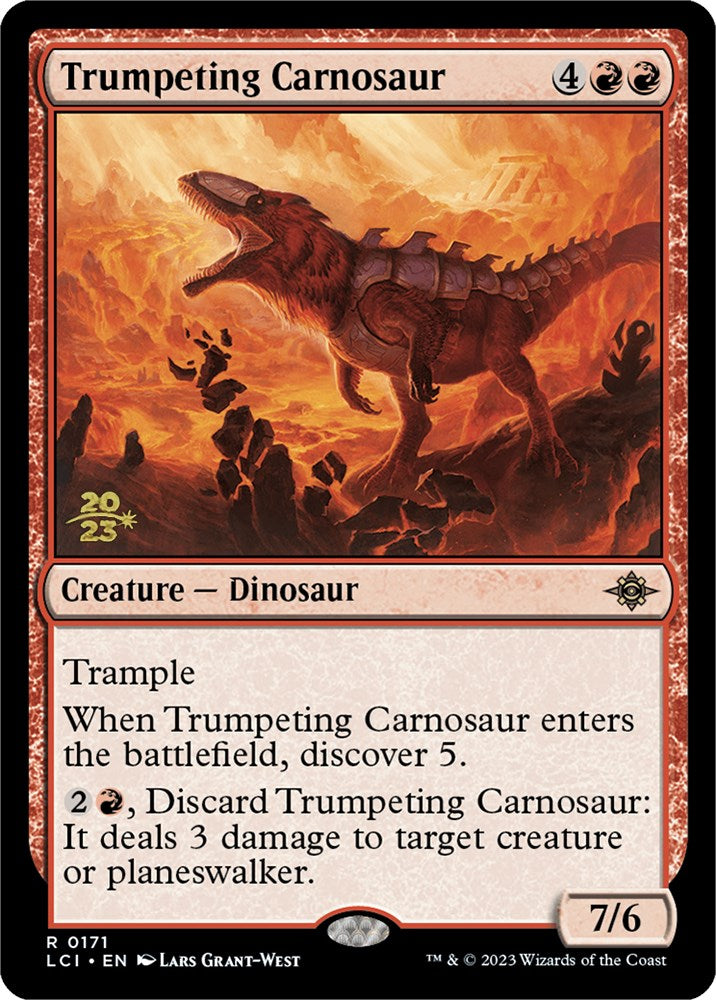 Trumpeting Carnosaur [The Lost Caverns of Ixalan Prerelease Cards] | Rock City Comics