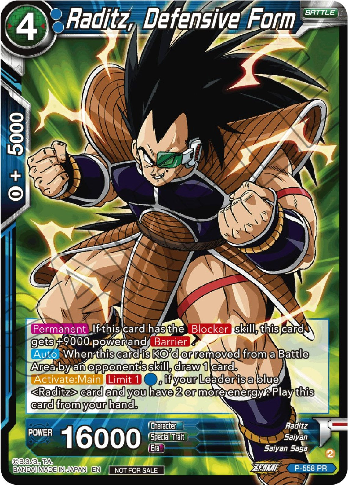 Raditz, Defensive Form (Zenkai Series Tournament Pack Vol.6) (P-558) [Tournament Promotion Cards] | Rock City Comics