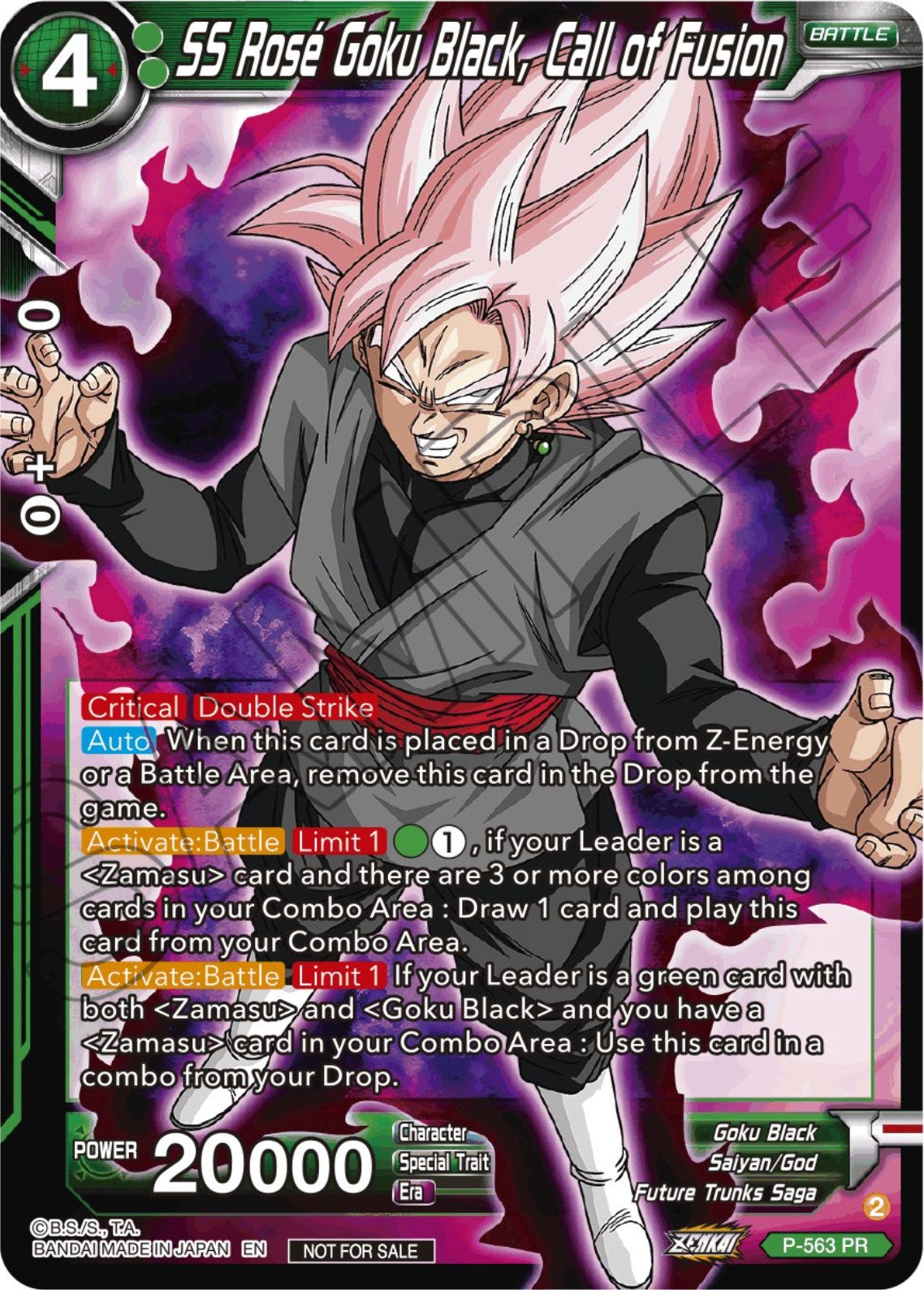 SS Rose Goku Black, Call of Fusion (Zenkai Series Tournament Pack Vol.6) (P-563) [Tournament Promotion Cards] | Rock City Comics