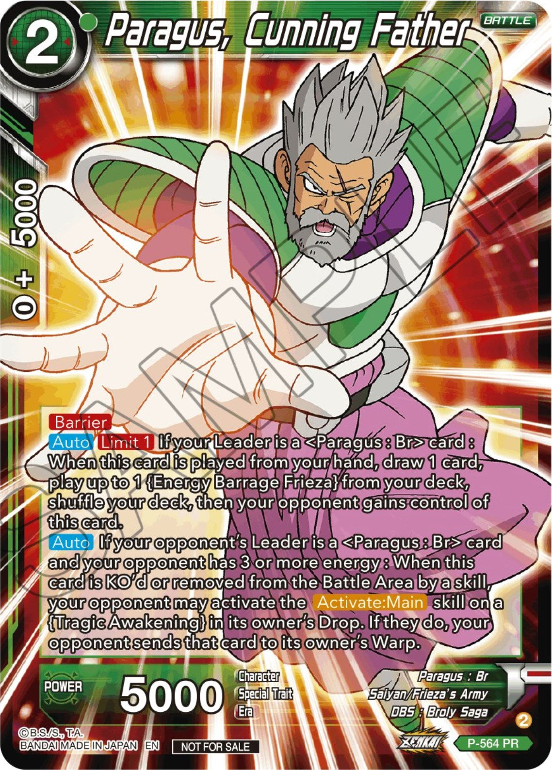 Paragus, Cunning Father (Zenkai Series Tournament Pack Vol.6) (P-564) [Tournament Promotion Cards] | Rock City Comics