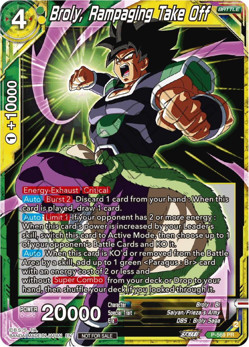 Broly, Rampaging Take Off (Zenkai Series Tournament Pack Vol.6) (P-569) [Tournament Promotion Cards] | Rock City Comics