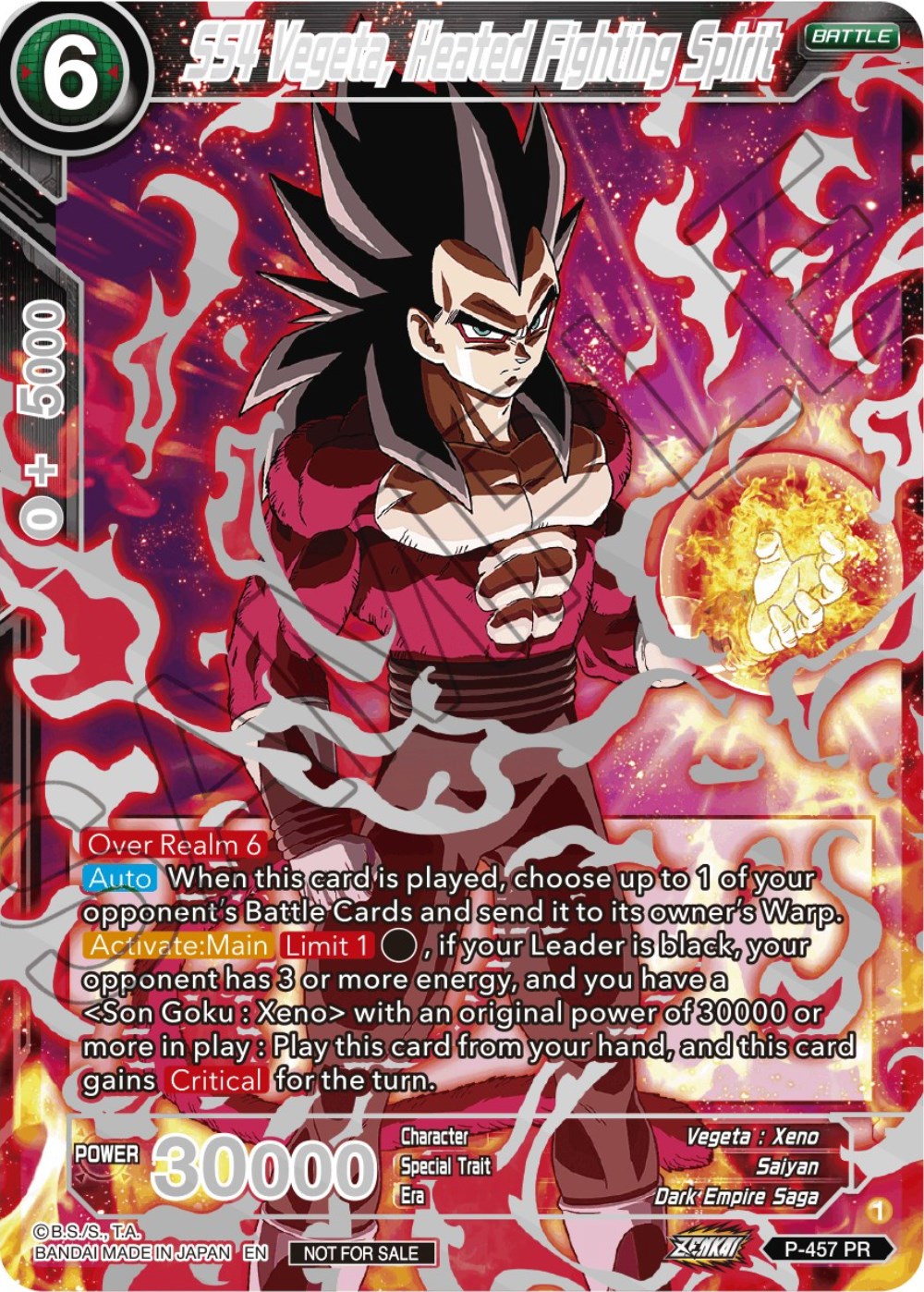 SS4 Vegeta, Heated Fighting Spirit (Championship 2023 Reward Alternate Art Card Set) (Holo) (P-457) [Tournament Promotion Cards] | Rock City Comics