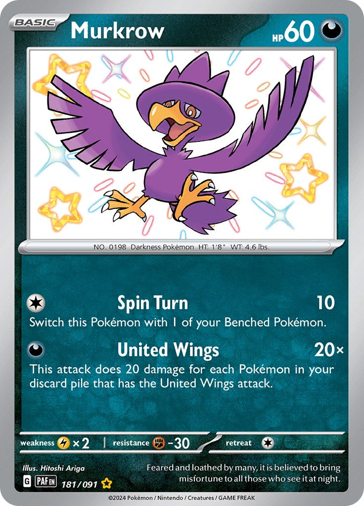 Murkrow (181/091) [Scarlet & Violet: Paldean Fates] | Rock City Comics