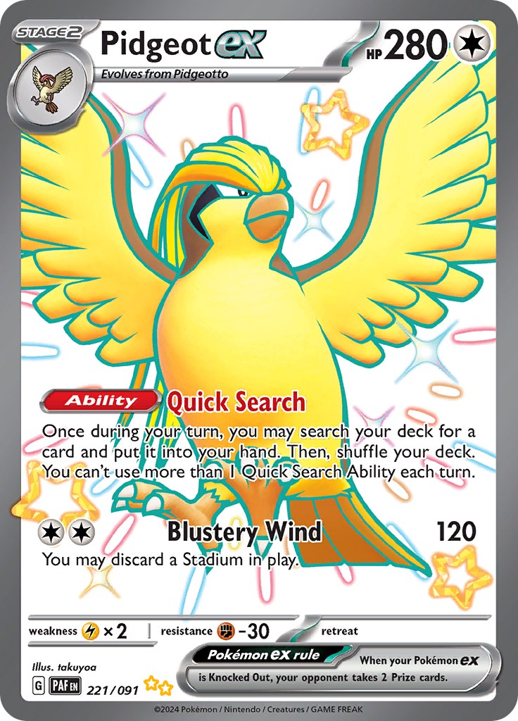 Pidgeot ex (221/091) [Scarlet & Violet: Paldean Fates] | Rock City Comics