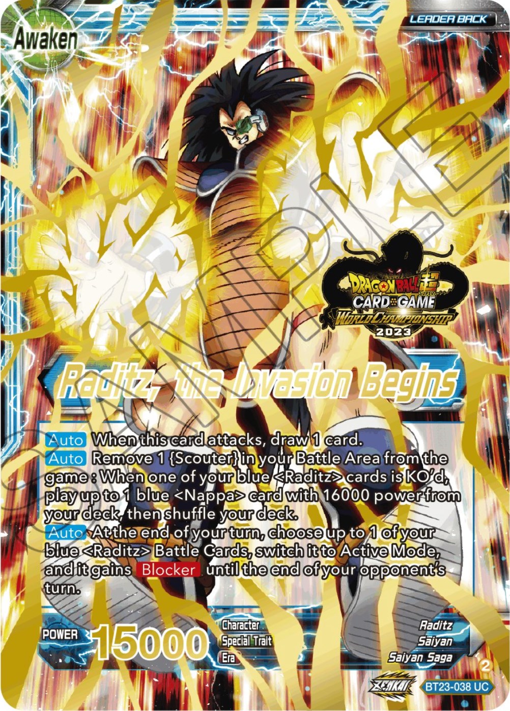 Raditz // Raditz, the Invasion Begins (2023 Worlds ZENKAI 06 Leader Set) (BT23-038) [Tournament Promotion Cards] | Rock City Comics