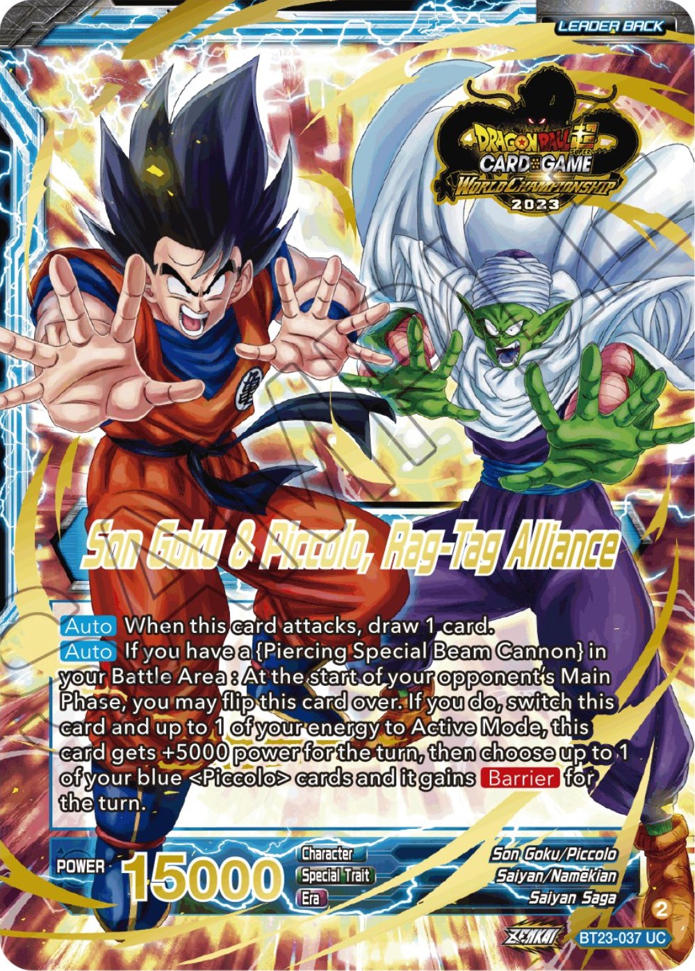Son Goku // Son Goku & Piccolo, Rag-Tag Alliance (2023 Worlds ZENKAI 06 Leader Set) (BT23-037) [Tournament Promotion Cards] | Rock City Comics