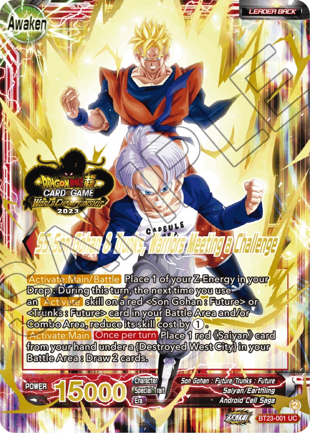 Son Gohan & Trunks // SS Son Gohan & Trunks, Warriors Meeting a Challenge (2023 Worlds ZENKAI 06 Leader Set) (BT23-001) [Tournament Promotion Cards] | Rock City Comics