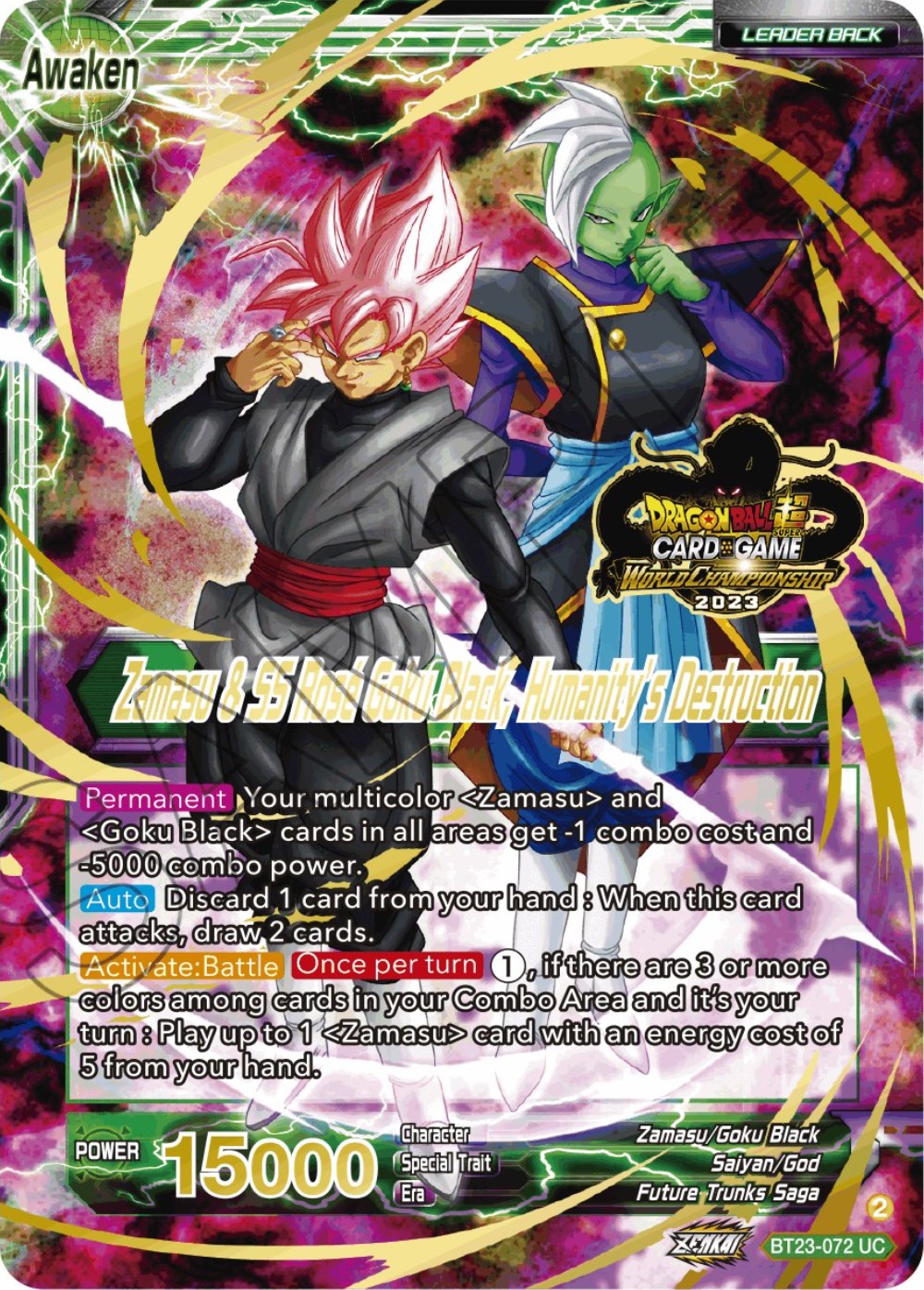 Zamasu & Goku Black // Zamasu & SS Rose Goku Black, Humanity's Destruction (2023 Worlds ZENKAI 06 Leader Set) (BT23-072) [Tournament Promotion Cards] | Rock City Comics