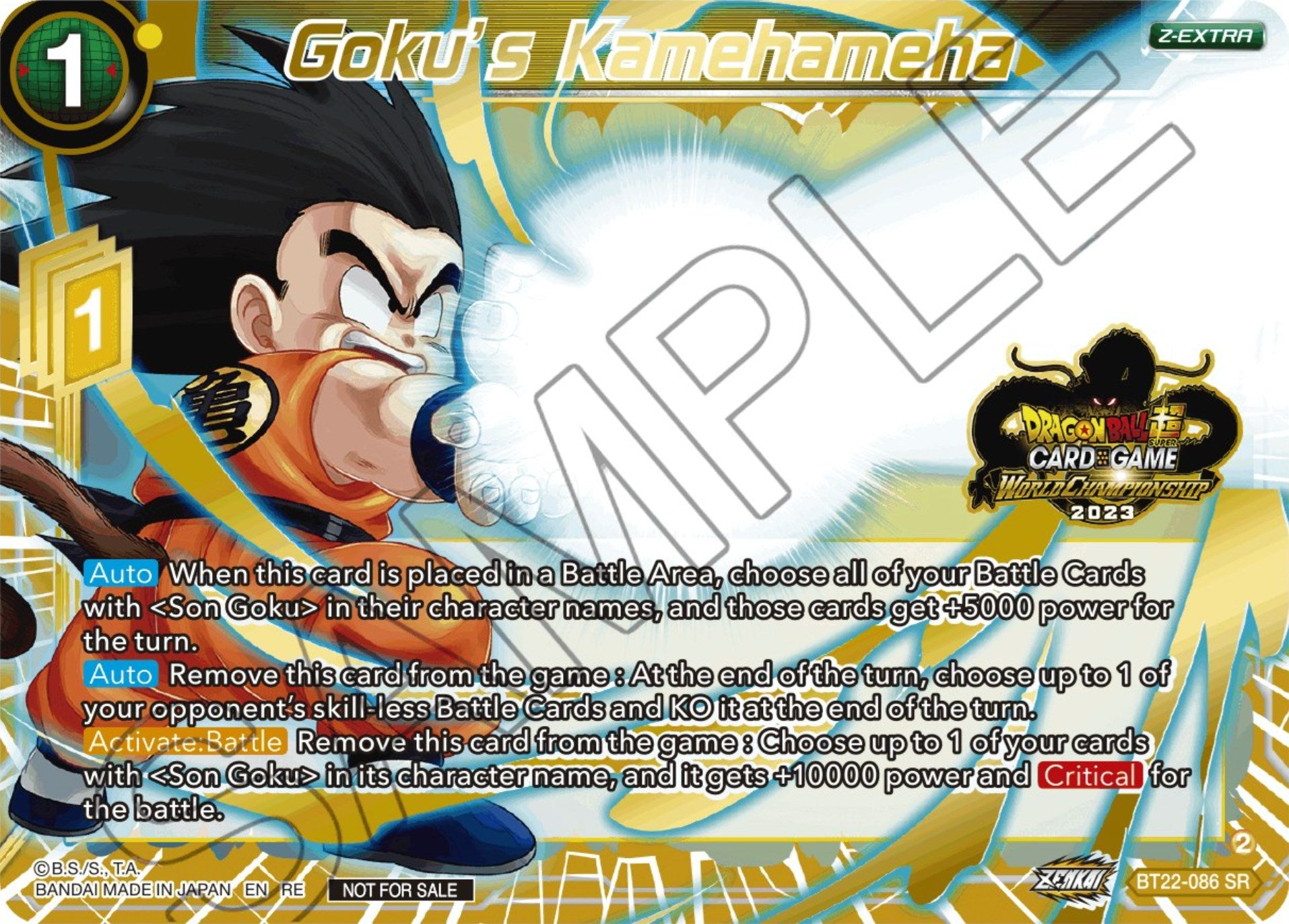 Goku's Kamehameha (2023 World Championship Z-Extra Card Set) (BT22-086) [Tournament Promotion Cards] | Rock City Comics