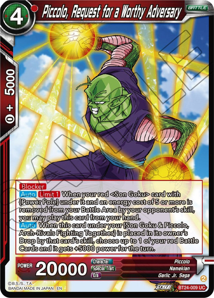 Piccolo, Request for a Worthy Adversary (BT24-009) [Beyond Generations] | Rock City Comics