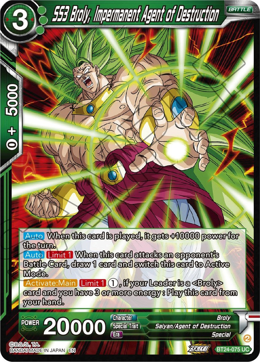 SS3 Broly, Impermanent Agent of Destruction (BT24-075) [Beyond Generations] | Rock City Comics