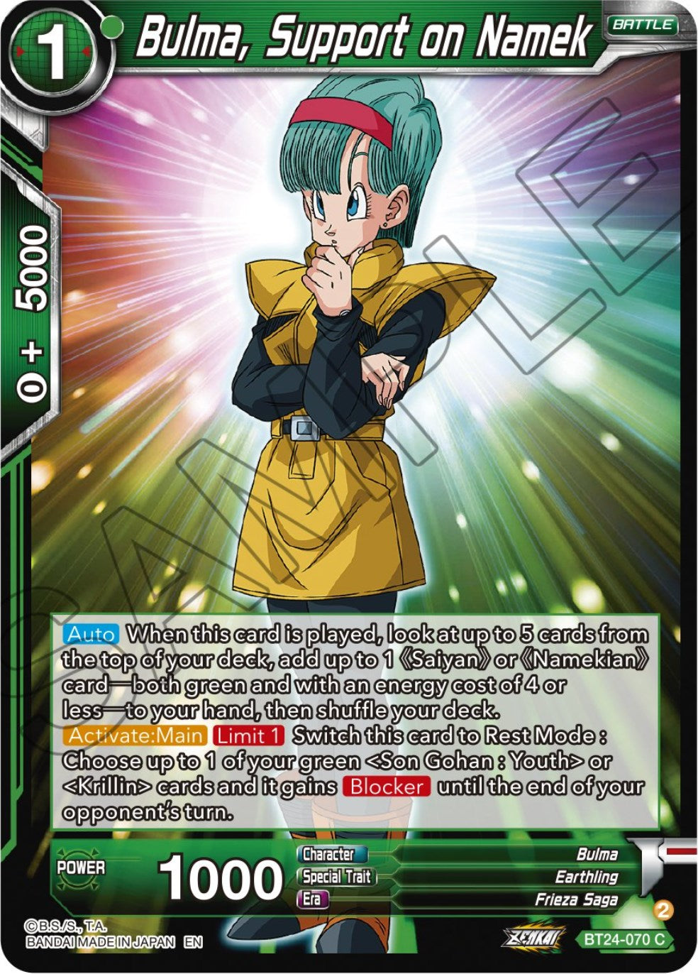 Bulma, Support on Namek (BT24-070) [Beyond Generations] | Rock City Comics