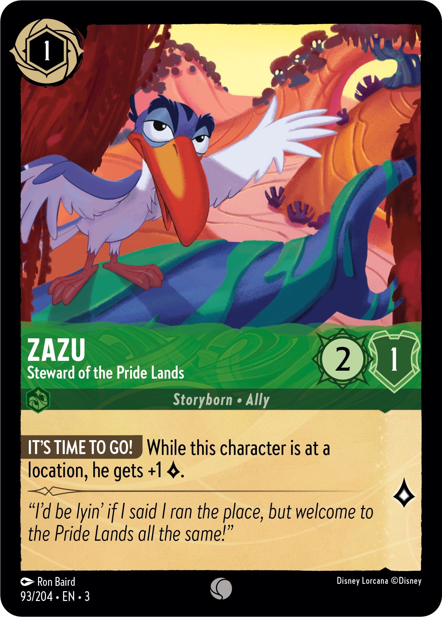 Zazu - Steward of the Pride Lands (93//204) [Into the Inklands] | Rock City Comics