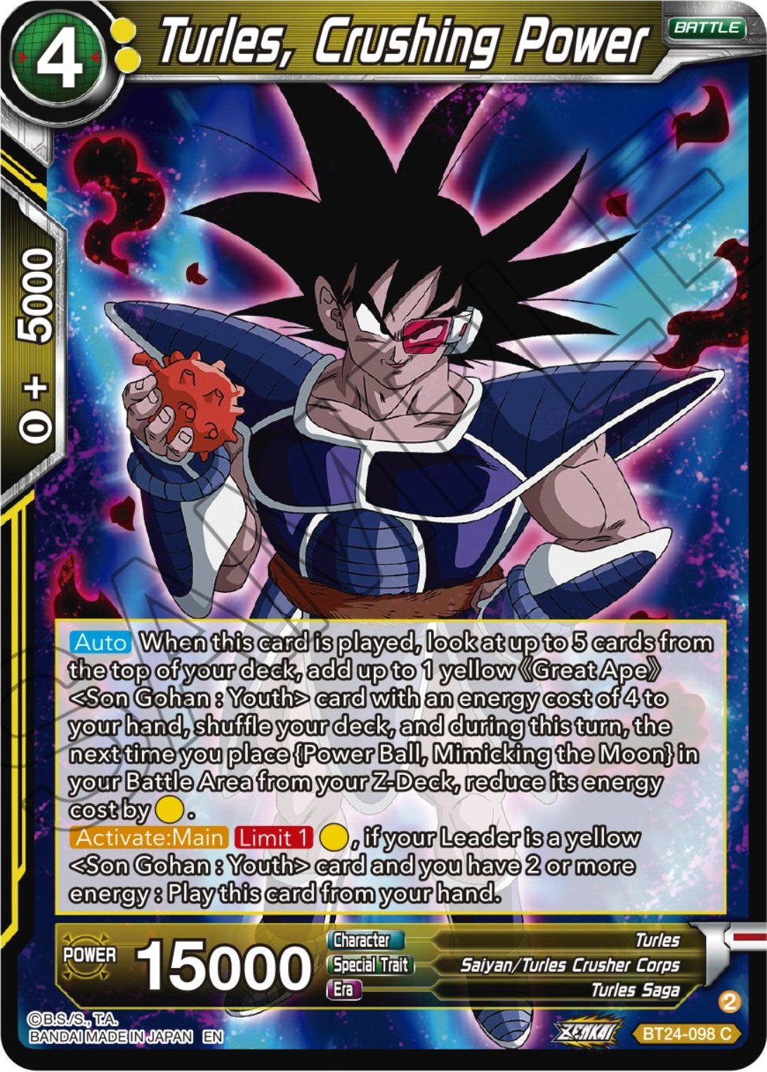 Turles, Crushing Power (BT24-098) [Beyond Generations] | Rock City Comics