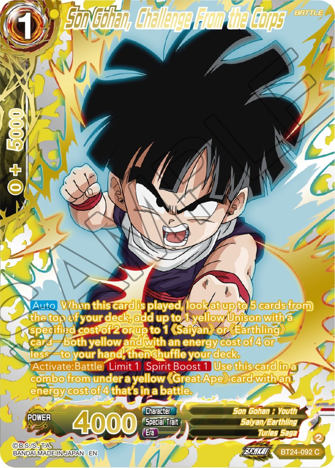 Son Gohan, Challenge From the Corps (Collector Booster) (BT24-092) [Beyond Generations] | Rock City Comics