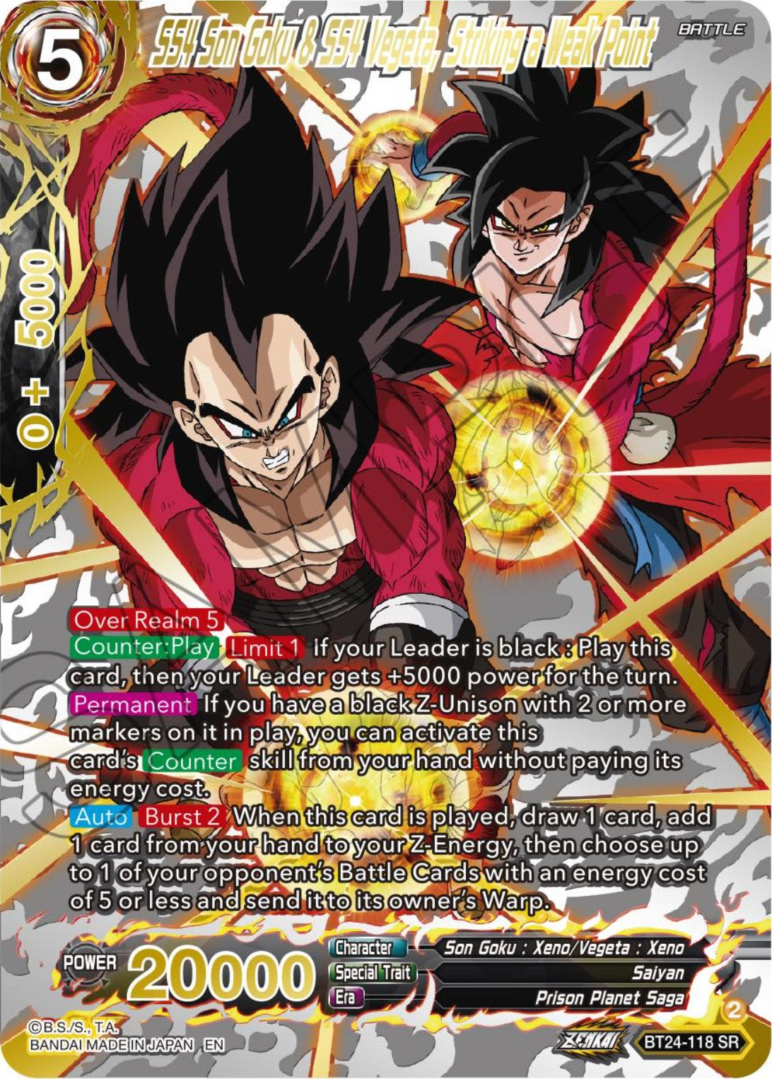 SS4 Son Goku & SS4 Vegeta, Striking a Weak Point (Collector Booster) (BT24-118) [Beyond Generations] | Rock City Comics