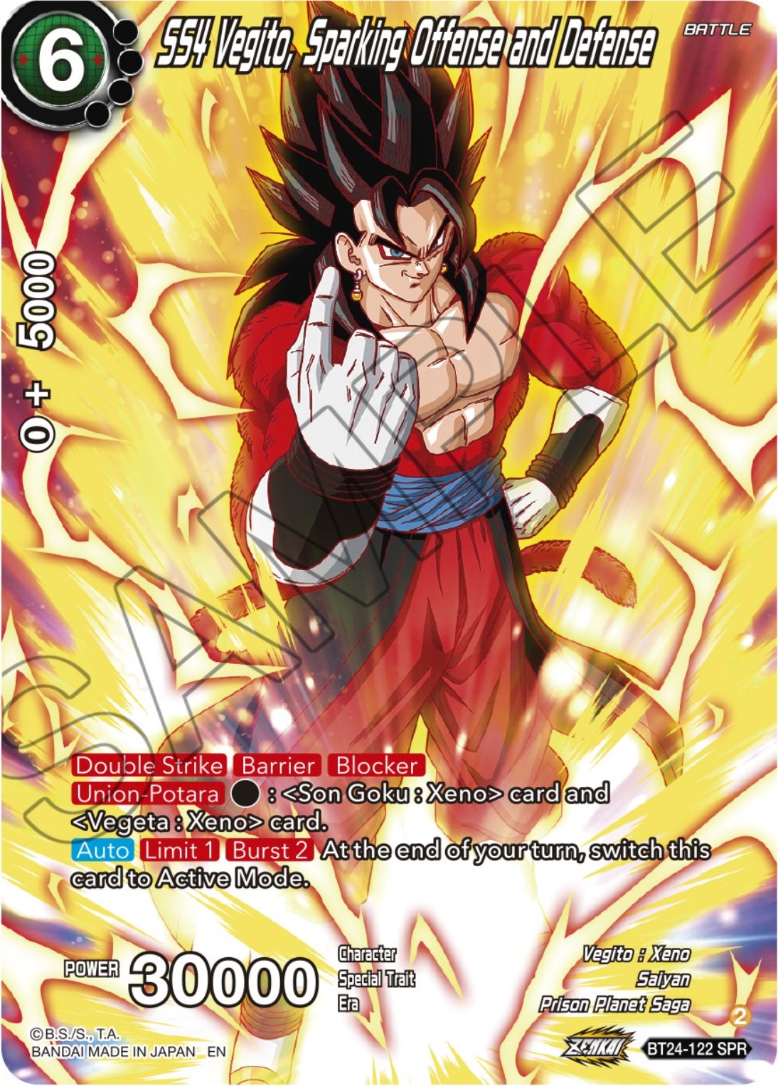 SS4 Vegito, Sparking Offense and Defense (SPR) (BT24-122) [Beyond Generations] | Rock City Comics