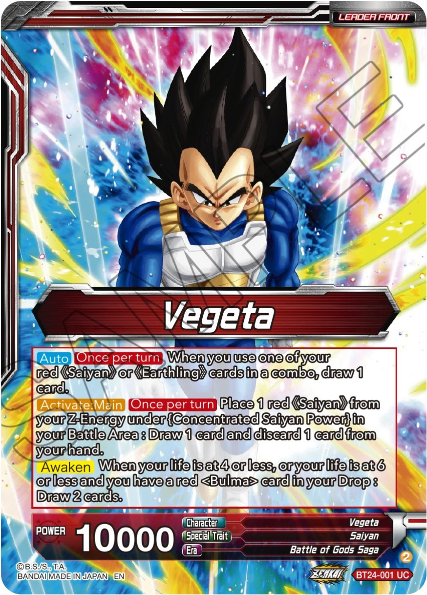 Vegeta // Vegeta, Awakened Feelings (SLR) (BT24-001) [Beyond Generations] | Rock City Comics