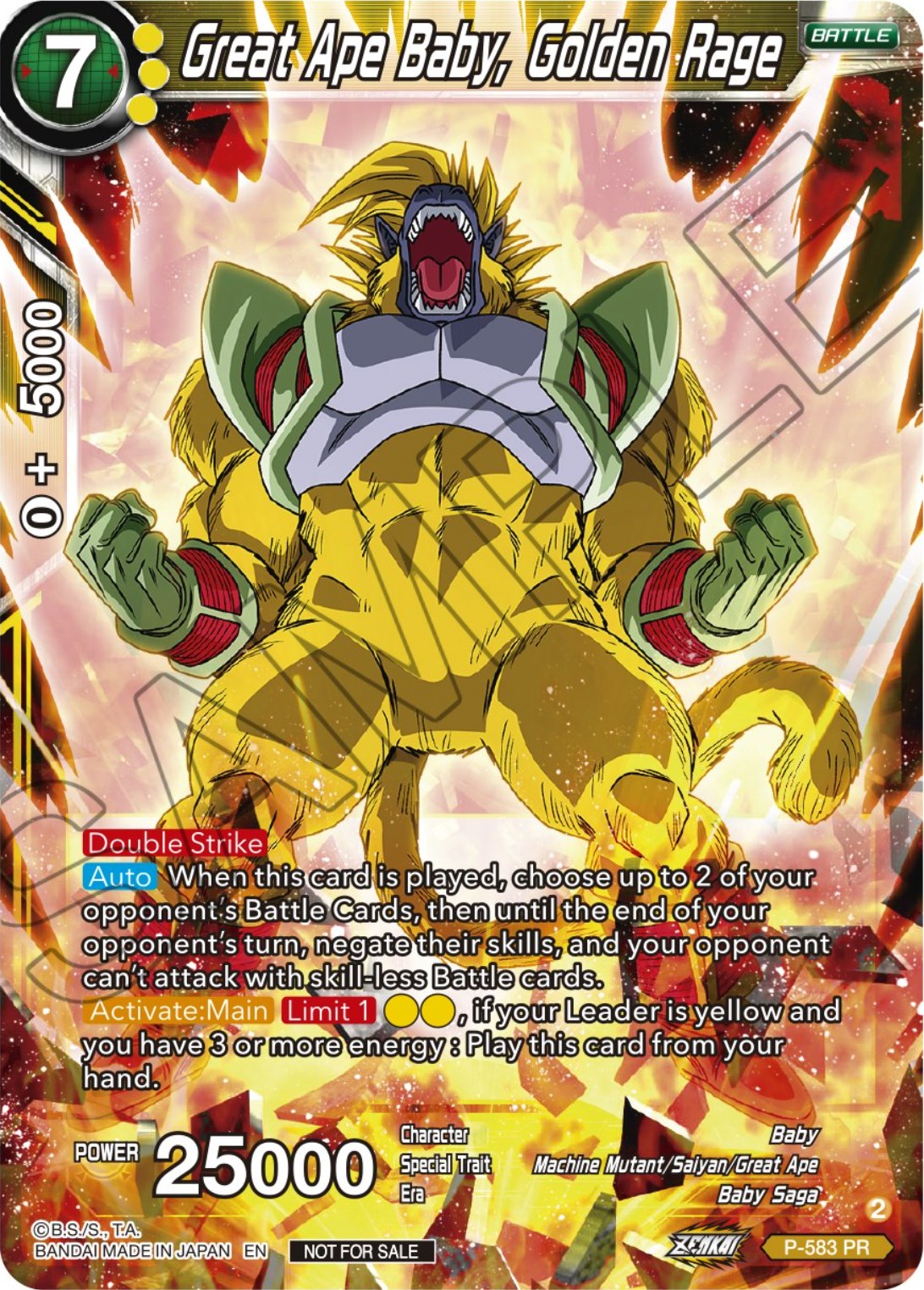 Great Ape Baby, Golden Rage (Zenkai Series Tournament Pack Vol.7) (P-583) [Tournament Promotion Cards] | Rock City Comics