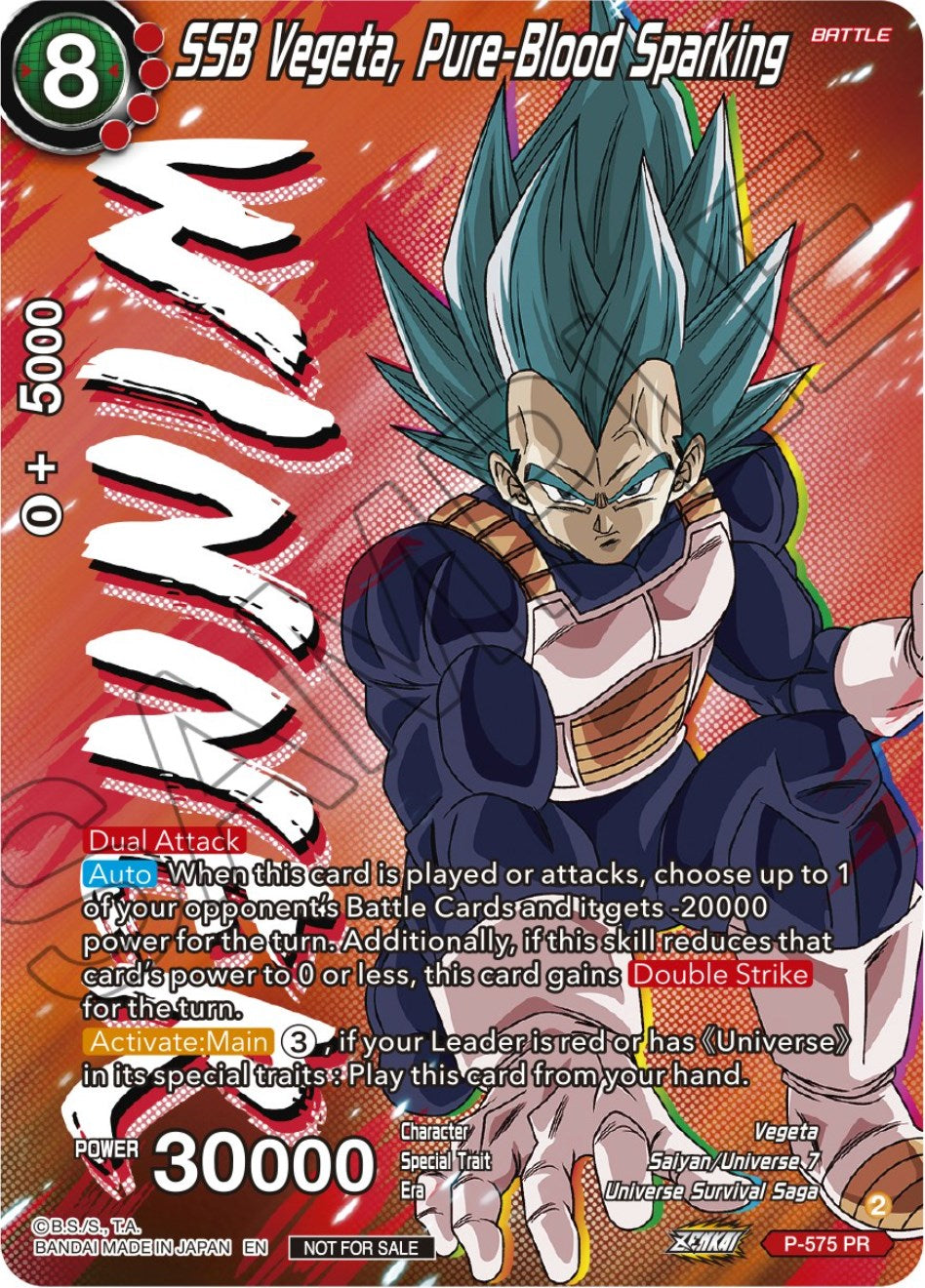 SSB Vegeta, Pure-Blood Sparking (Zenkai Series Tournament Pack Vol.7) (Winner) (P-575) [Tournament Promotion Cards] | Rock City Comics