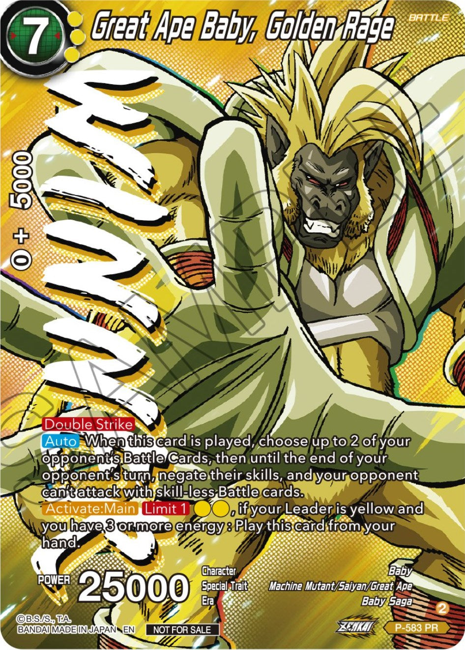 Great Ape Baby, Golden Rage (Zenkai Series Tournament Pack Vol.7) (Winner) (P-583) [Tournament Promotion Cards] | Rock City Comics