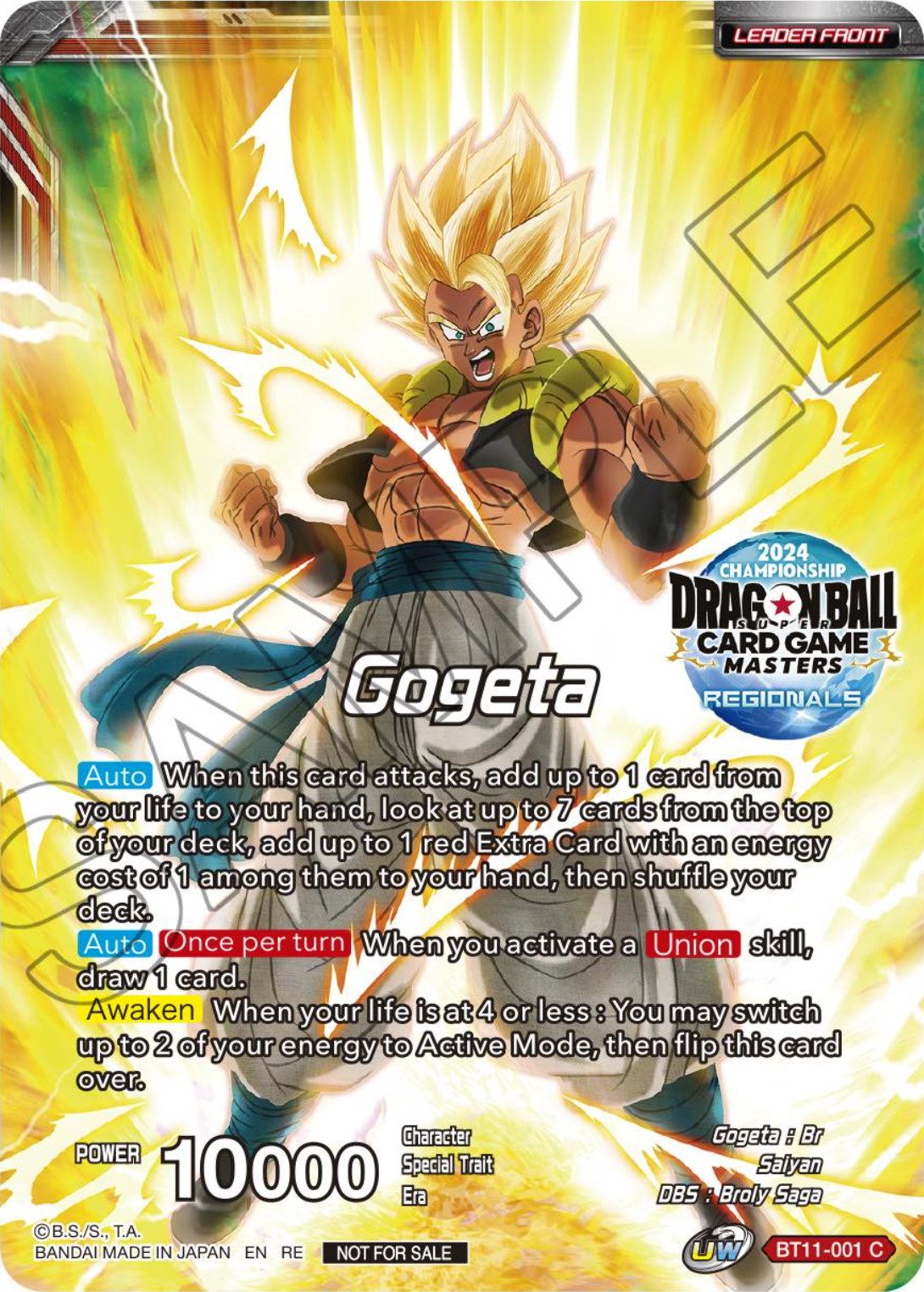 Gogeta // SSB Gogeta, Prophet of Demise (Championship Golden Card 2024 Vol.1) (BT11-001) [Tournament Promotion Cards] | Rock City Comics