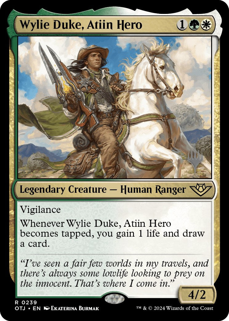 Wylie Duke, Atiin Hero (Promo Pack) [Outlaws of Thunder Junction Promos] | Rock City Comics