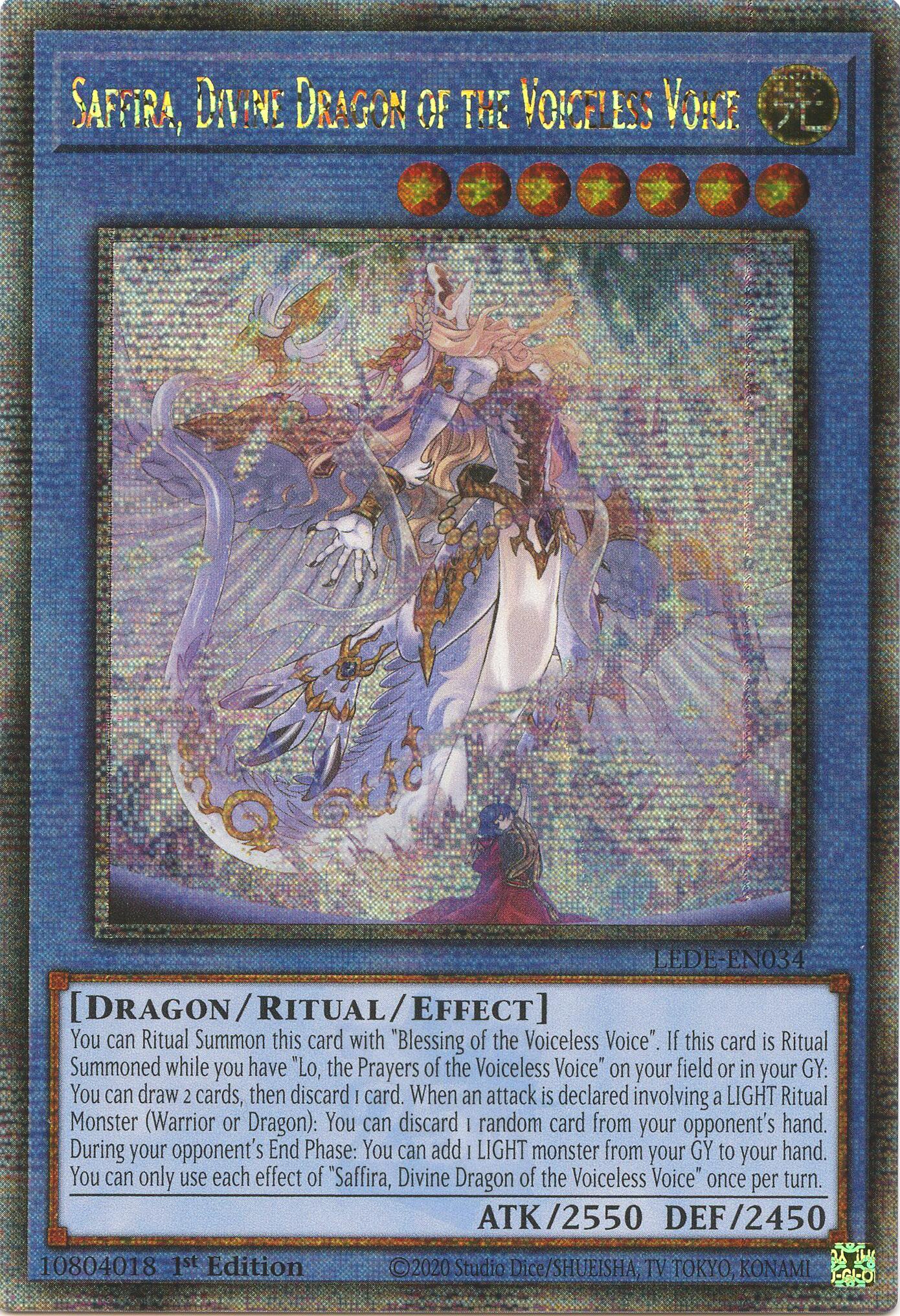 Saffira, Divine Dragon of the Voiceless Voice (Quarter Century Secret Rare) [LEDE-EN034] Quarter Century Secret Rare | Rock City Comics